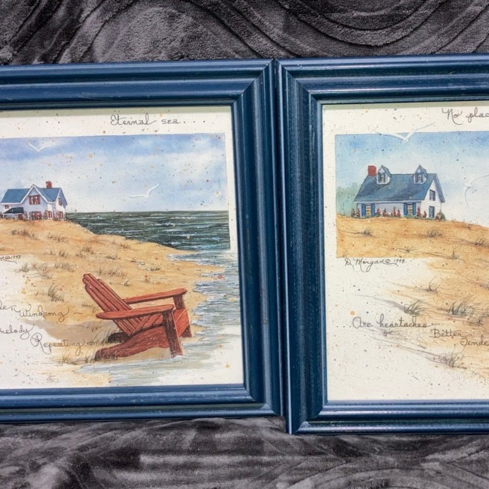 1998 D. Morgan Signed & Framed Art Set of 2
